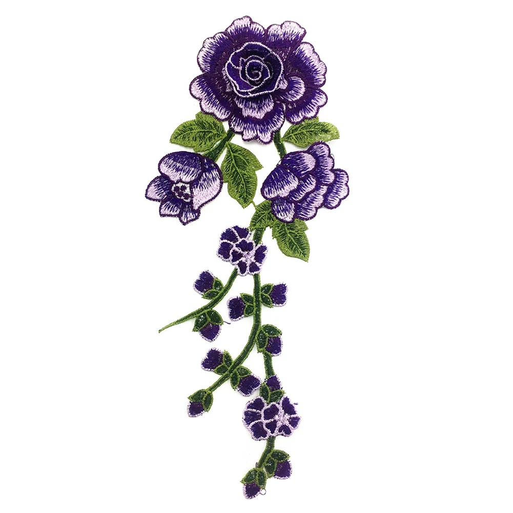 3D Вышивка патч роза цветок воротник декольте шитье Аппликация DIY декоративные