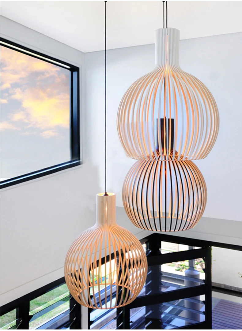 

A creative iron cage pendant lamp minimalist living room study staircase circular restaurant bird lamp modern light fixture