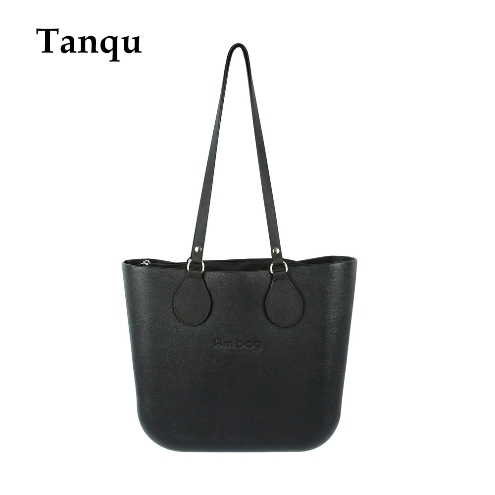 

Ambag Obag O Bag Style Waterproof Mini EVA with Zip-up Black Canvas Inner Colorful Long PU Leather Handles Women DIY Handbag