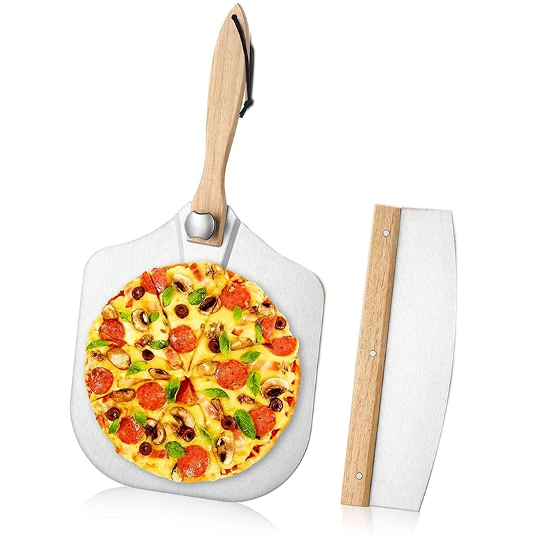 

Складная Алюминиевая лопатка для пиццы, лопатка для пиццы с резаком 13,5 дюйма, лопатка для приготовления домашней пиццы, хлебный пирог