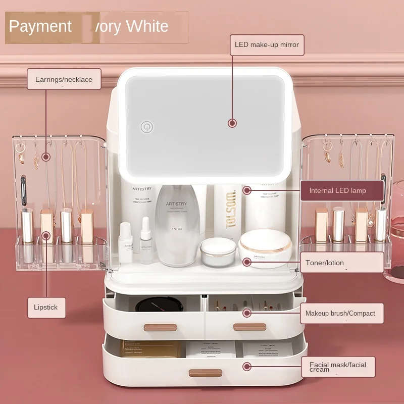 

Light Desktop Dressing Beauty Makeup Fill Light Storage Box Integrated Internet Celebrity Bedroom and Household Female