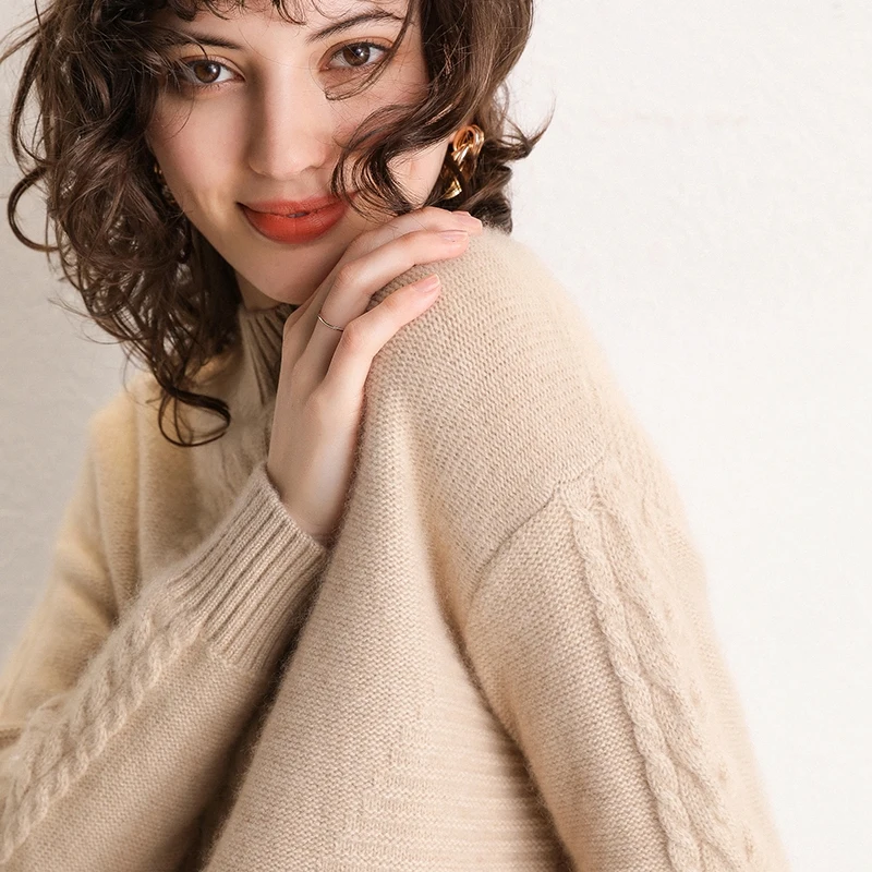 The knitting technology of new cashmere sweater in autumn and winter thickens women's jacket 100% pure | Женская одежда