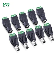 10pcs 5 sets green male female 12v 2 1x5 5mm dc power jack plug audio aux free welding socket connector