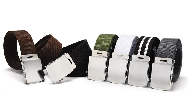 Популярный мужской ремень качественный тканевый автоматический с пряжкой