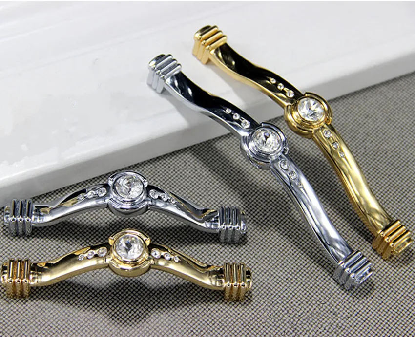 96 128mm k9 crystal kitchen cabinet wine cabinet door handle gold silver drawer tv table dresser knob 5 modern fashion deluxe free global shipping