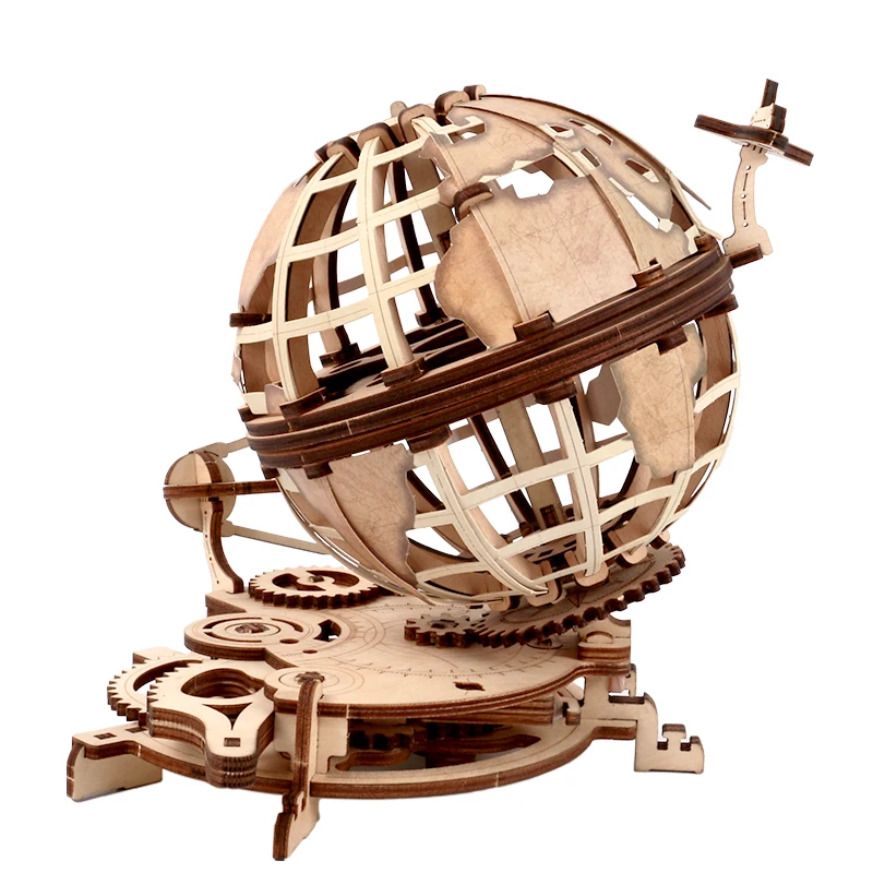 

Assembled Wooden Educational Toys 3D Mechanically Driven Model Building Globe Jigsaw 3d Puzzles High Difficulty Adult Kids Gift