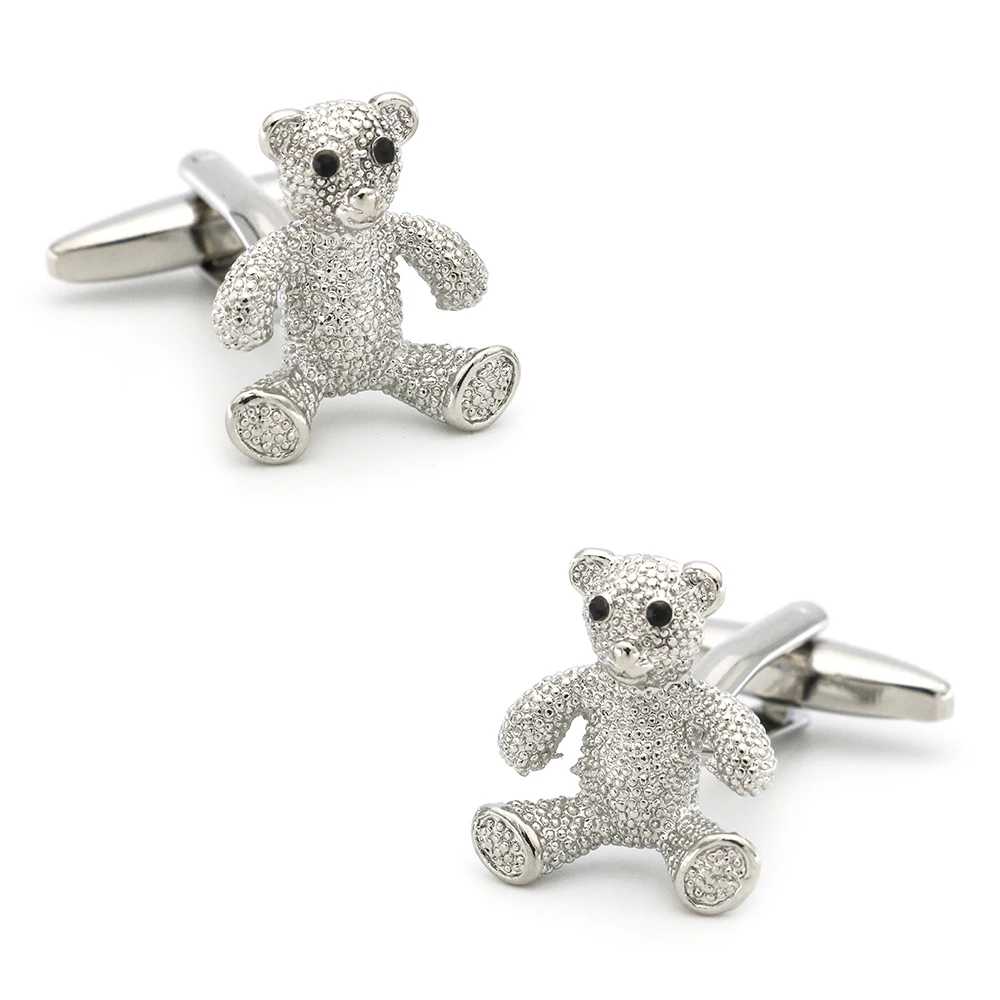Мужские Мишка Запонки качество медный Материал серебро Цвет Гольфы с