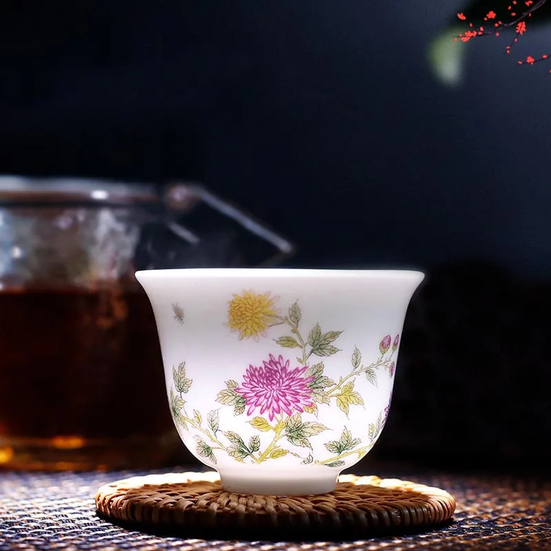 Женская чашка для чая с ручной росписью маленькие чаши китайские зеркальные