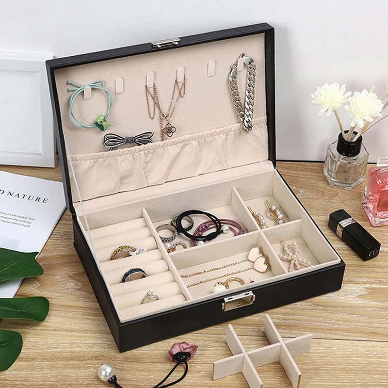 Новый дизайн шкатулка для украшений из искусственной кожи двухслойный