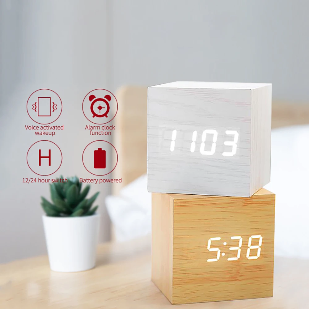 Новые мини деревянные бамбуковые часы цифровой светодиодный Настольный