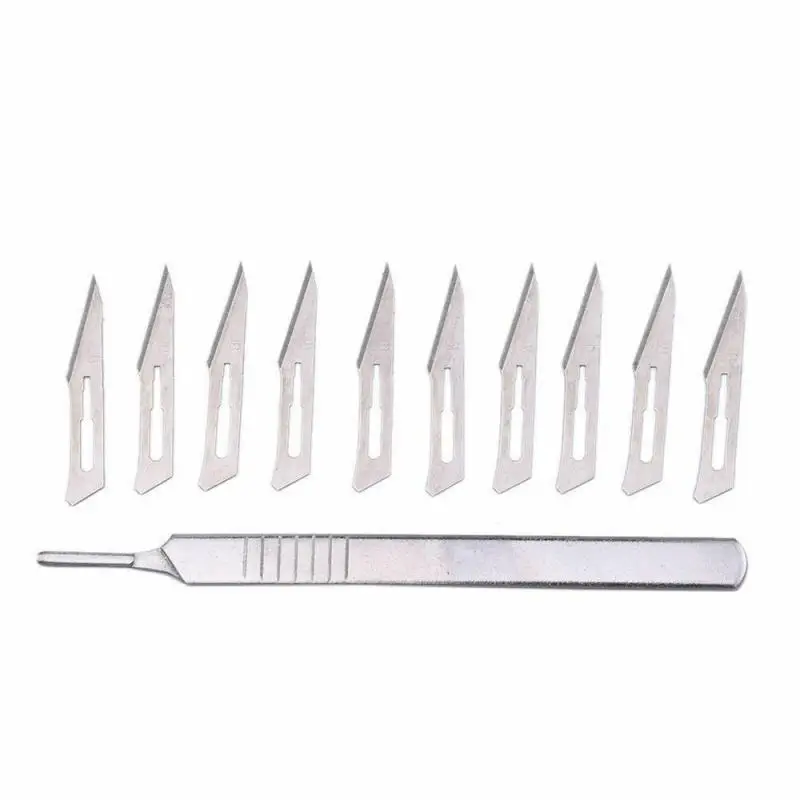 

10pcs 11#/23# Carbon Stainless Steel Knife Surgical Scalpel Blades Handle Scalpel DIY Cutting Tool Animal Sculpture Carving