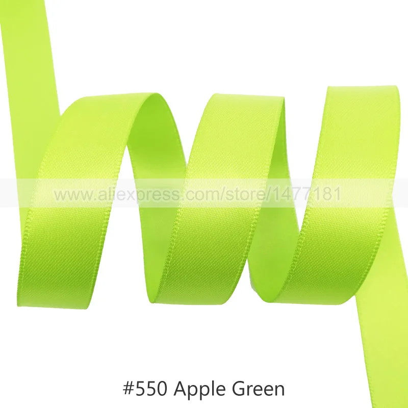 550 Apple Green 25 Yards) 6 9 16 25 38 50 мм атласная лента Двусторонняя лента высокого качества полиэстер Двусторонняя лента банты изготовление тканей - Цвет: 550 Apple Green