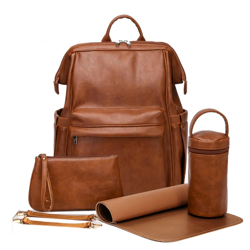 

Pu Leather Diaper Bag Backpack Waterproof Maternity Bag for Stroller Baby Mummy Bags PU Nappy Bag Large Capacity Bottle bag