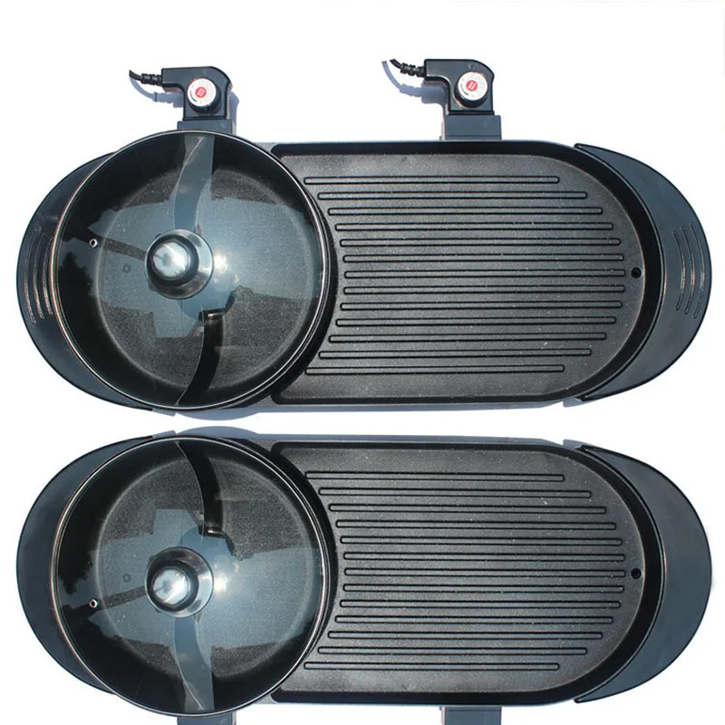 2 в 1 горячий горшок и электрический гриль для домашней выпечки плоская сковорода