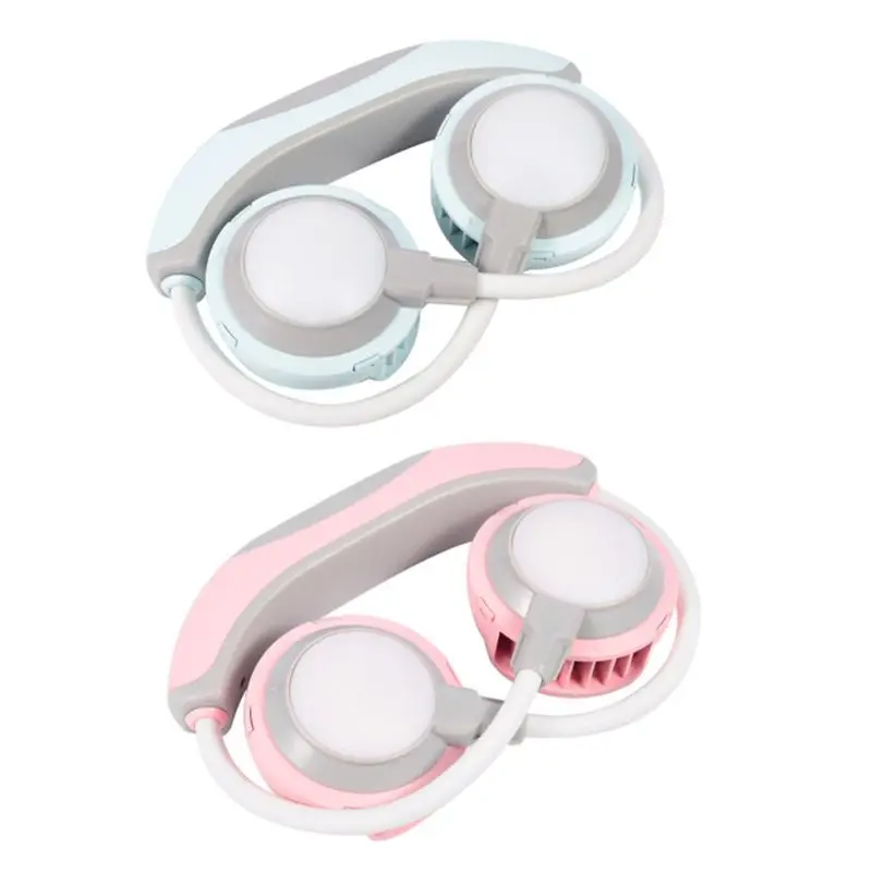 

Новинка 2021, портативный персональный цветной светодиодный мини-вентилятор с шейным ободом и двойным охлаждением USB