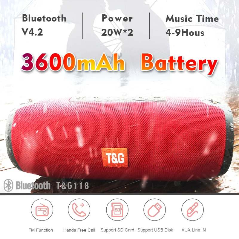 Bluetooth-Колонка мощностью 40 Вт Портативная колонка с басами стерео беспроводной