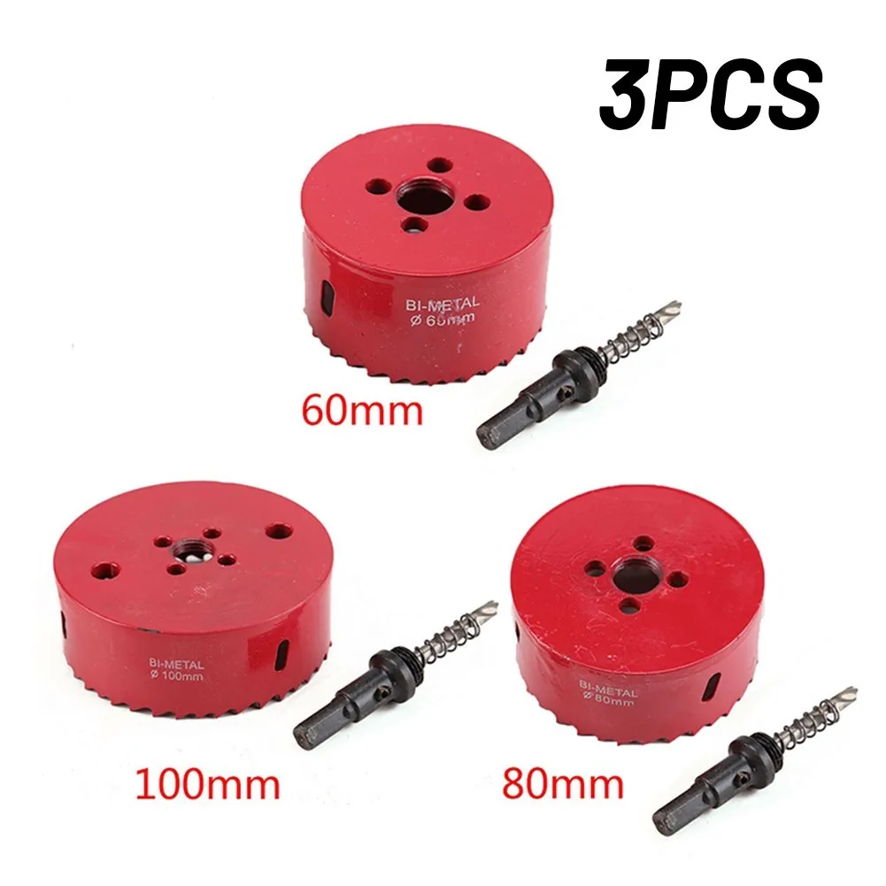 

Hole Saw Tooth Kit 3Pcs 60/80/100mm HSS BiMetal Core Drill Hole Saws Cutter Drilling Cutter For Metal Wood Alloy