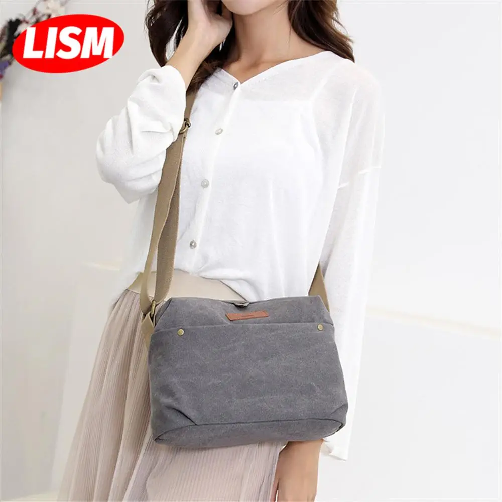 

LISM Canvas Bag Women's Korean Casual Fashion Ladies Shoulder Bag New Trend Wild Messenger Handbags Large Capacity Shoole Bag