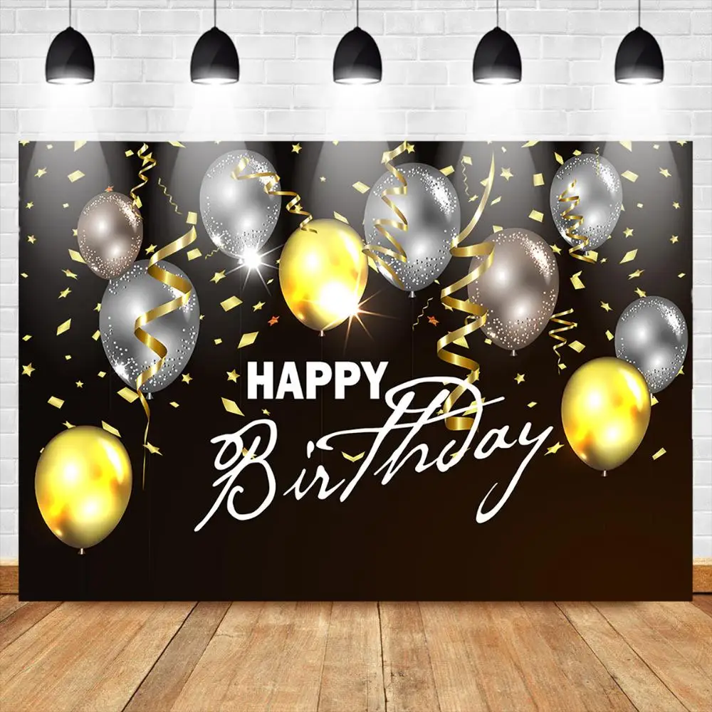 

Nitree Happy Birthday Backdrop Colorful Balloons Confetti Kids Birthday Party Decoration Banner Photography Background