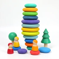 baby toys wooden blocks rainbow stacker toys for kids creative rainbow building blocks educational toys for children
