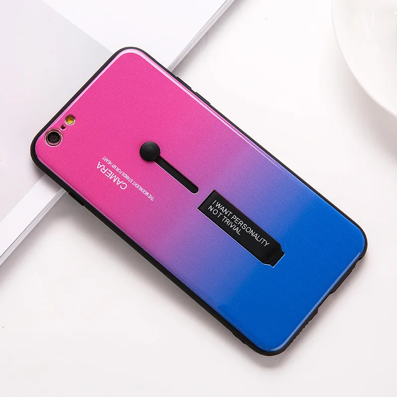 Чехол со скрытым кольцом для iPhone X XR XS Max с держателем Радужный градиентный цвет