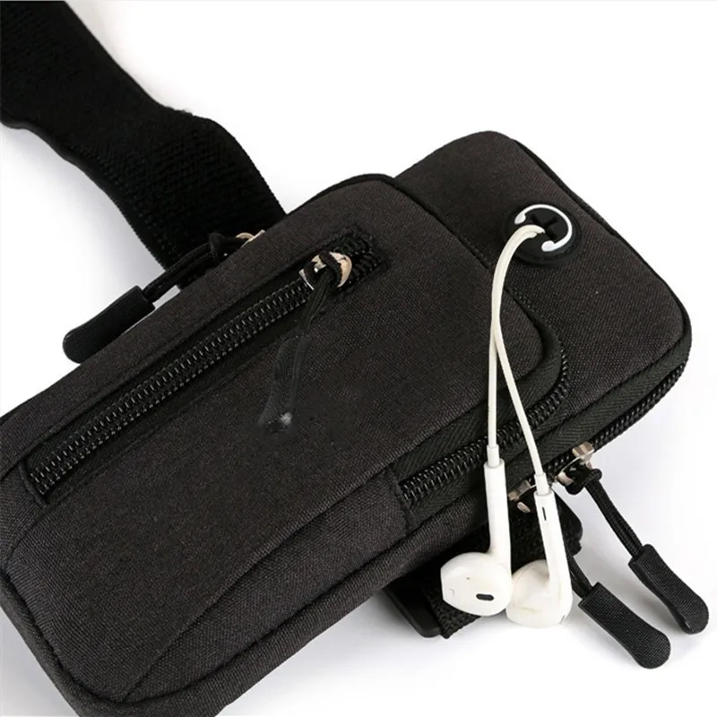 Simple Style Running Arm Band with Headset Hole for Phone, Money, and Keys - Outdoor Sports Arm Package Bag for Men and Women image 4