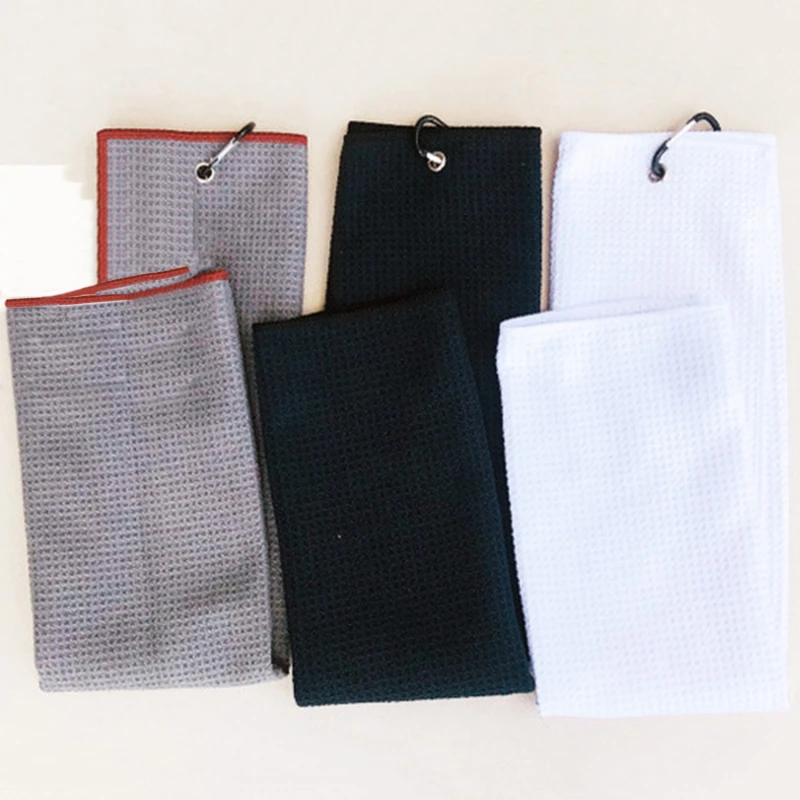 

40x60cm Golf Towel With Hook 4 Colors Microfiber Fabric For Golf Lovers Duty Clip Carabiner Accessories Cleaner Men Women