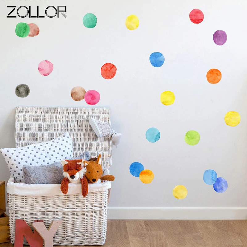 

Zollor 29pcs Watercolor Circle DIY Home Wall Sticker Children Room Nursery Mural Decals Self-adhesive TV Sofa Background Decor