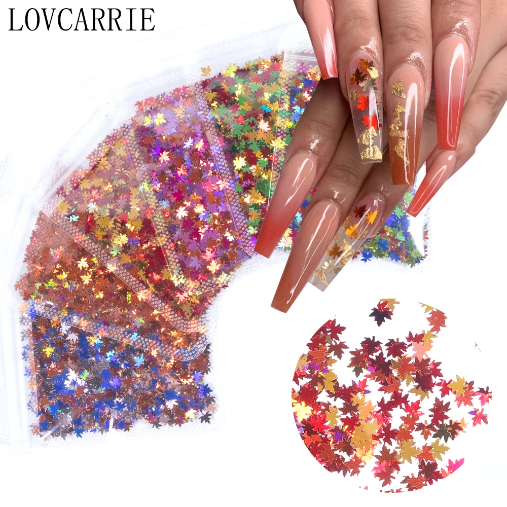 1 сумка в виде кленового листа нейл арта блестками пайетками смешанный осенними