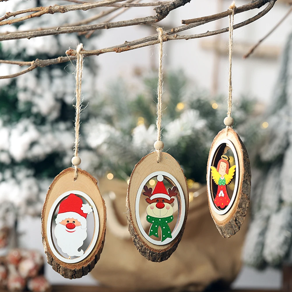 Рождественские украшения для дома вечерние подвески подвесные овальная кора