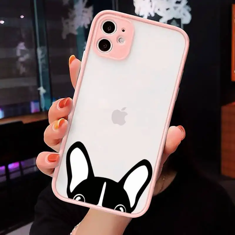 

Cute Brindle Frenchie Puppy Phone Case Matte Transparent For iPhone 12 Mini 11 Pro XR XS Max 7 8 Plus