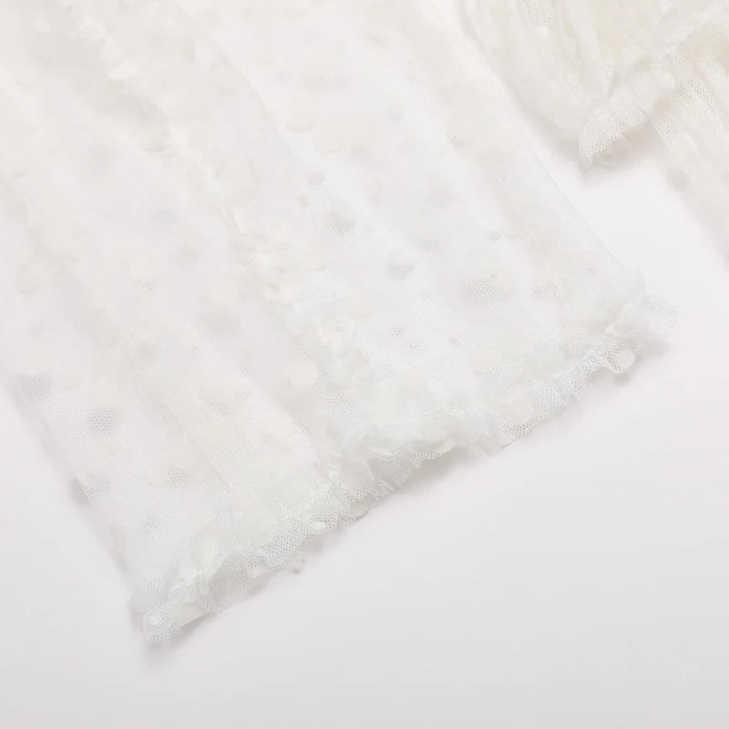 

Sepaya Autumn New Fairy Dress White Mesh Dress Korean V-neck Raglan Sleeve Dress