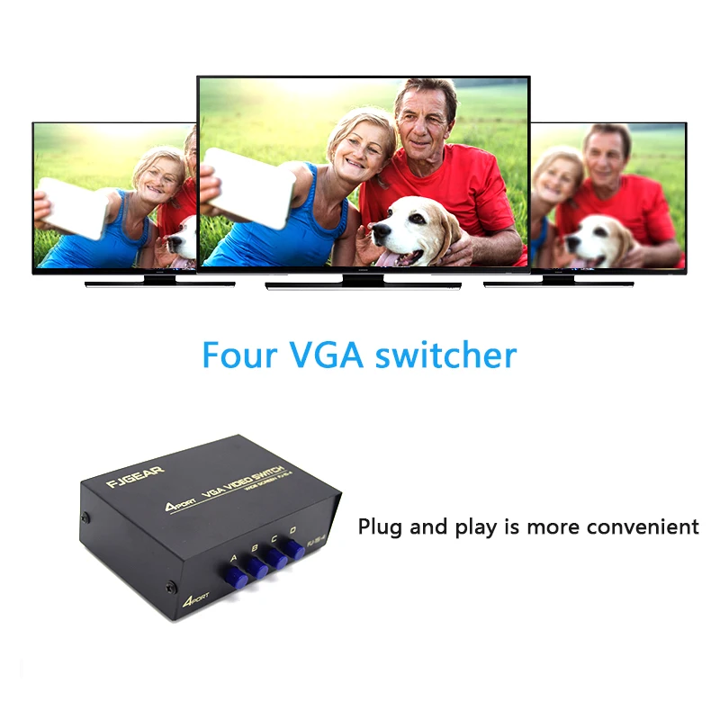 Усилитель видеосигнала VGA SVGA 4 порта усилитель сигнала HD разветвитель с широким