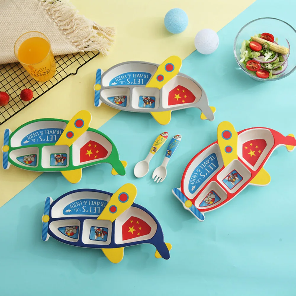 3 в 1 миски форме самолета столовая посуда контейнер для еды детская кормления