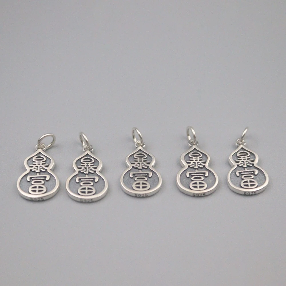 

1pcs Pure 925 Sterling Silver Bless Lucky Get Rich Gourd Pendant For Men Women Best Gift 18*10mm