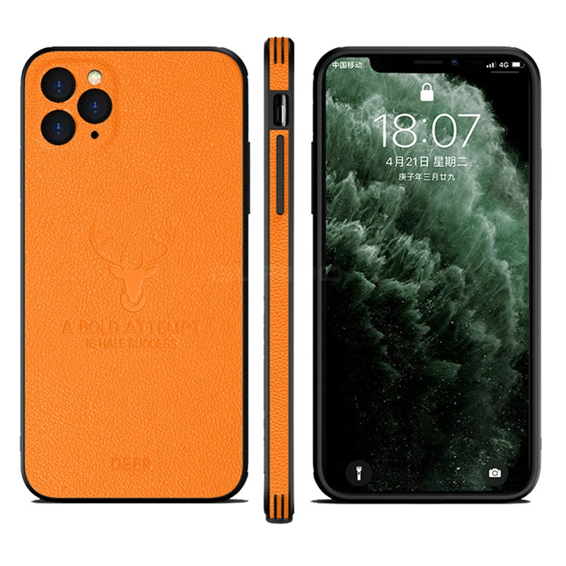 

Luxury Deer Leather Texture Slicone Soft Case For iPhone 12 Mini 11 Pro Max X XR XS Max Camera Lens Protection Shockproof Cover