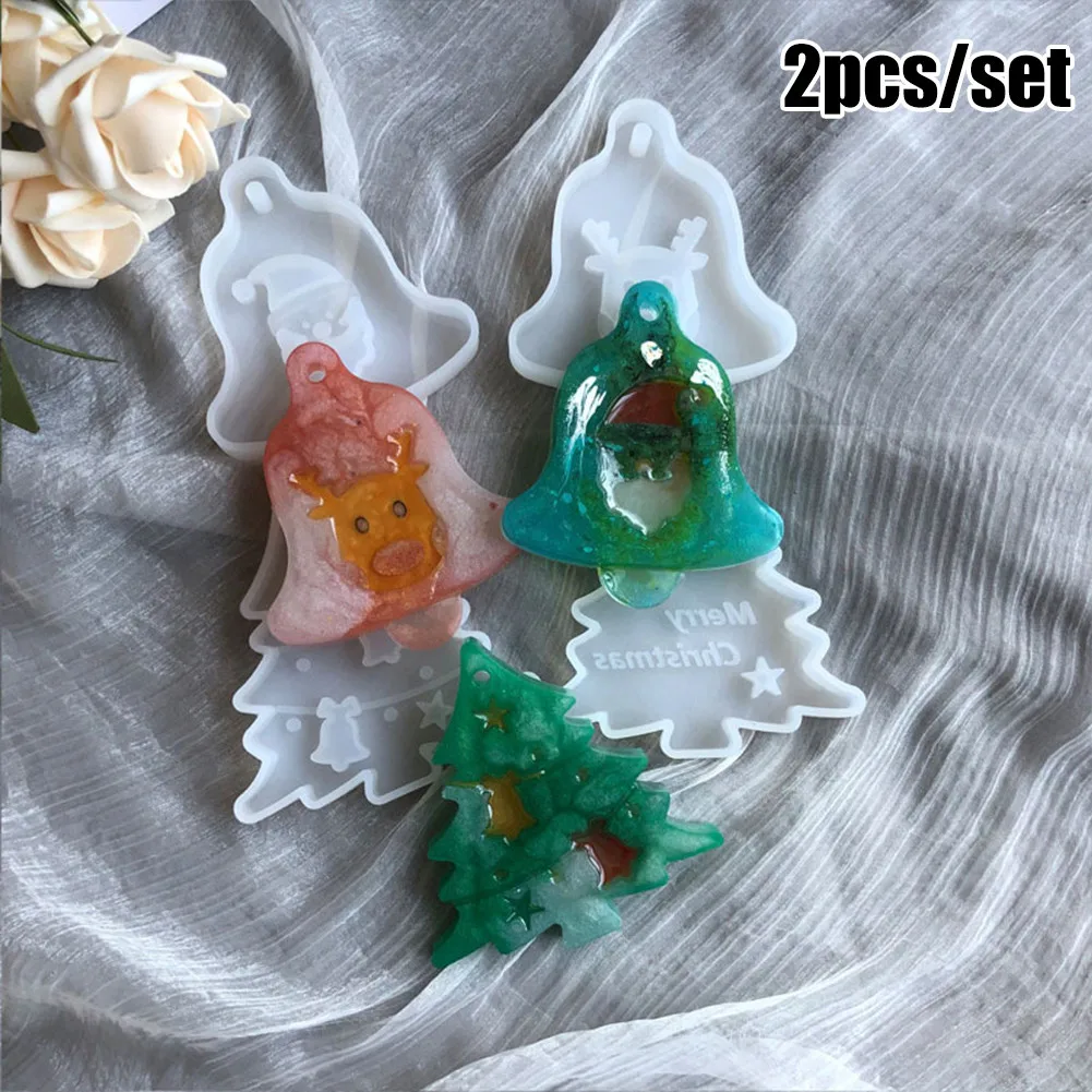 

2PCS Christmas Tree Aromatherapy Wax Silicone Mold Elk Pendant Casting Silicone Mould Handmade DIY Craft Jewelry Making Tool