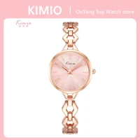 kimio 2022 fashion ladies tops luxury women rosegold wrist square crystal watch clock girl wristwatches relogio feminino