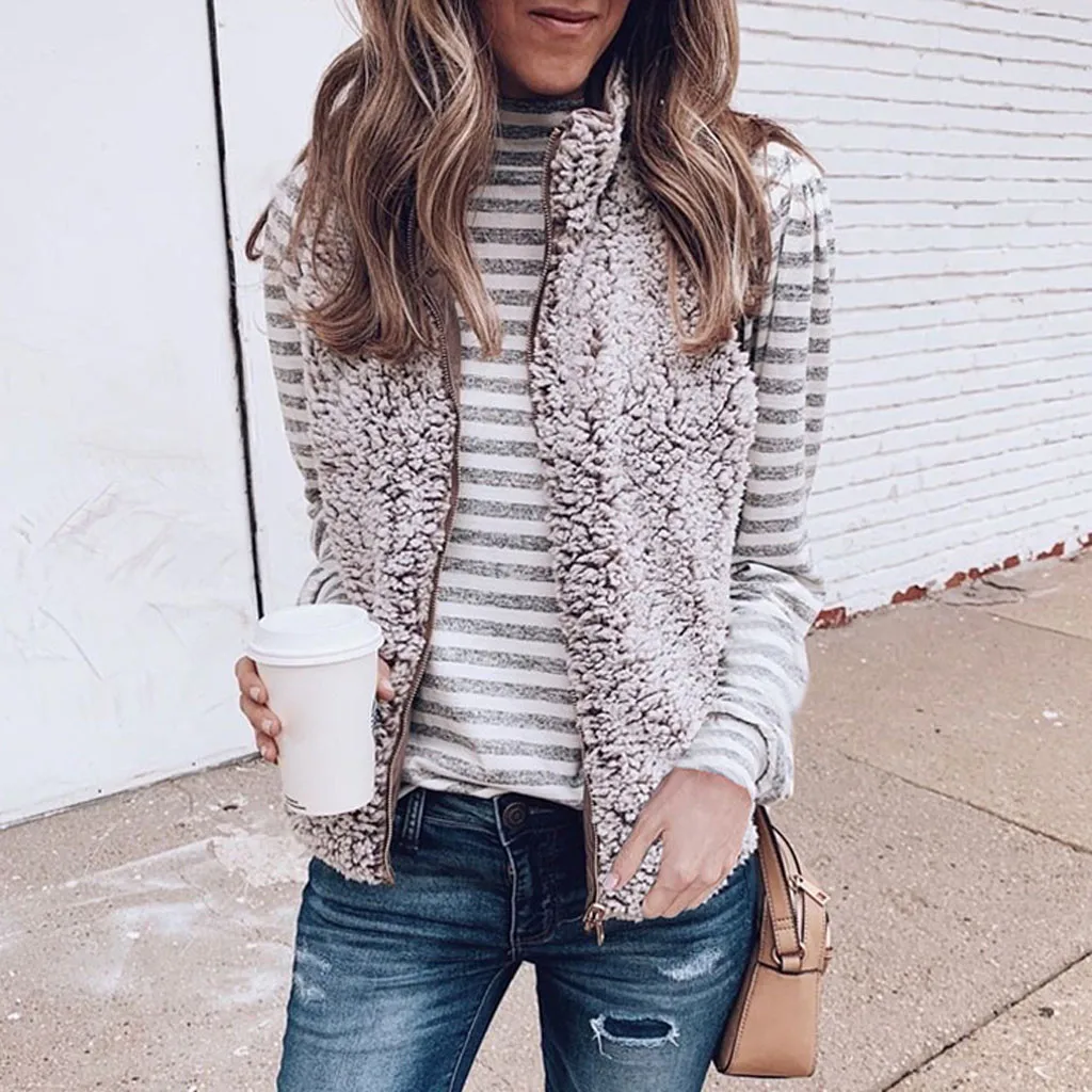 Двусторонние женские теплые жилеты без рукавов стеганые повседневные флисовые