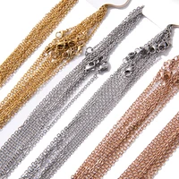 10pcslot 40 60cm chains necklace 1 5mm2mm men women stainless steel link cuban chain necklaces for jewelry making 4 colors