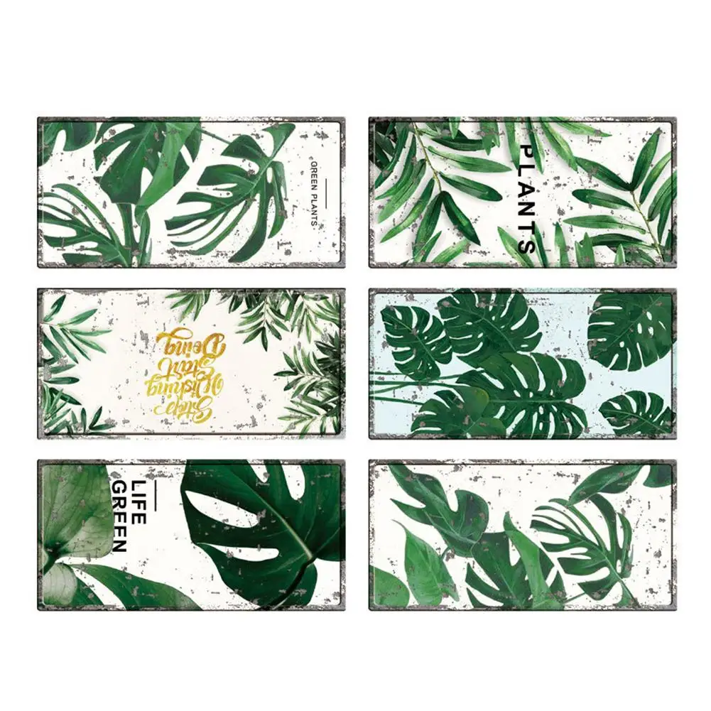 

6Pcs Green Plant Monstera Deliciosa Removable Decal Wall Art Sticker Home Living Room Bedroom Lounge Wall Decoration