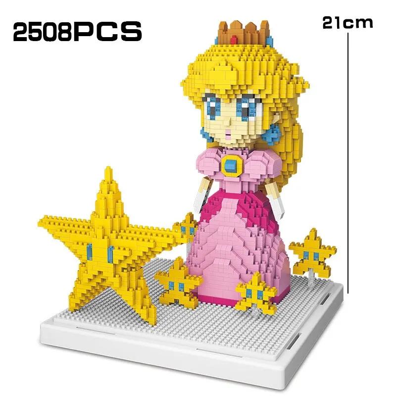 

Peach Princess 2508pcs Super Micro Bros Star Pink Girl Mini DIY Building Blocks Bricks Toys For Children Gifts