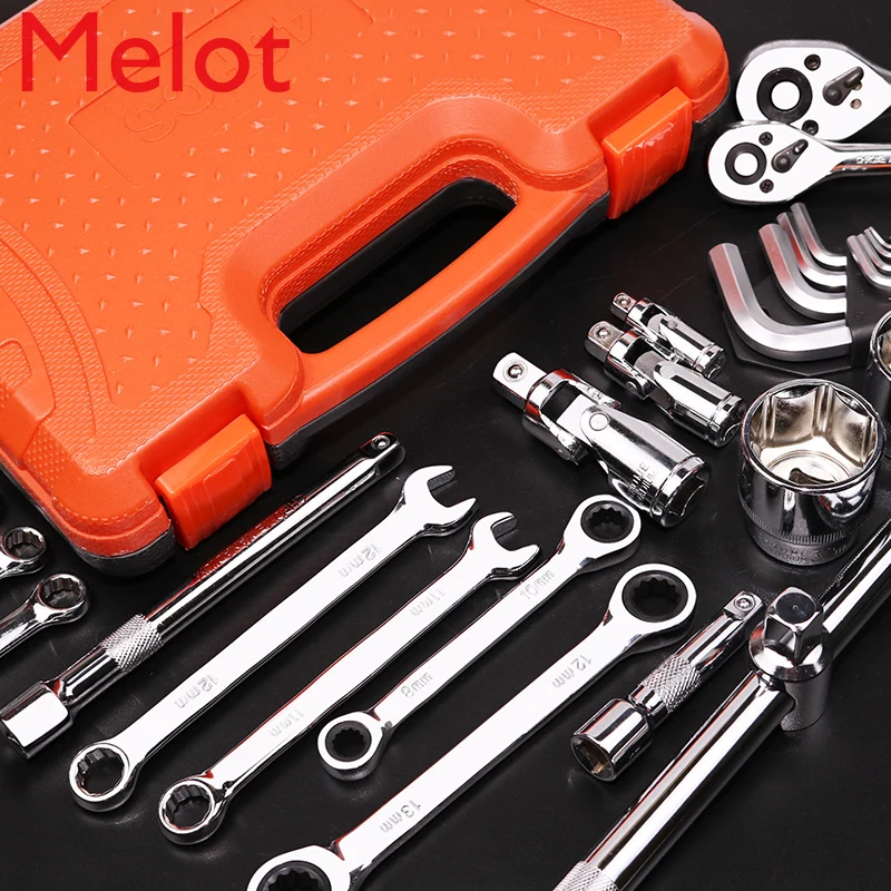 

Набор гаечных ключей с храповым механизмом, универсальный комплект для ремонта автомобиля, многофункциональный набор инструментов для обс...