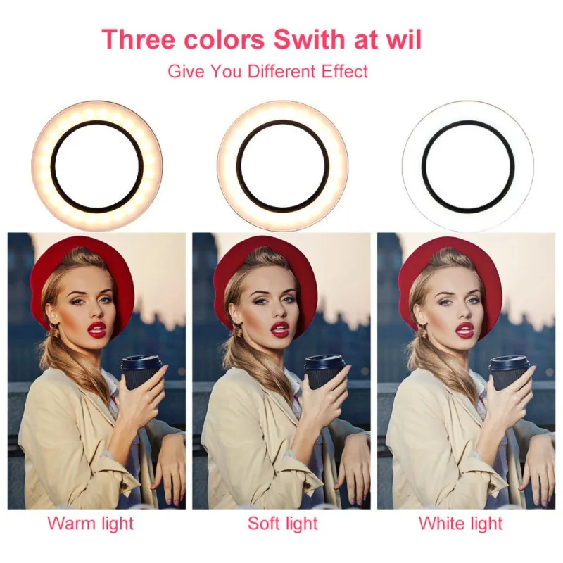 

LED Ring Light With Tripod Stand For Makeup LED Camera Light With Cell Phone Holder Desktop LED Lamp With 3 Light Modes