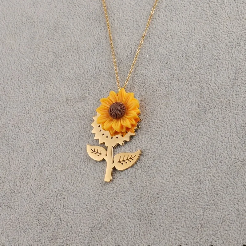 Изысканная нержавеющая сталь подсолнечник подвеска ожерелье для женщин