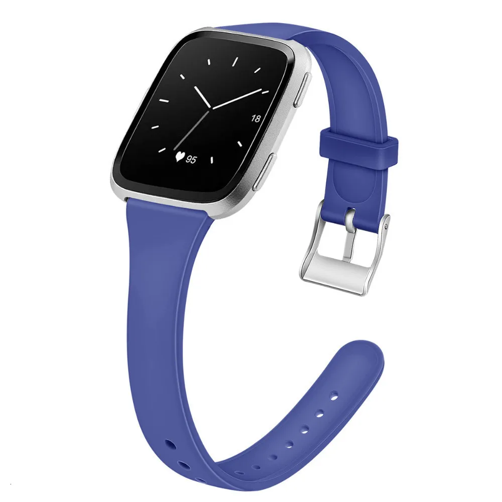 Blue Аксессуары ремешок для Fitbit Versa 2 мягкий силиконовый тонкий узкий сменный Браслет для Fitbit Versa/Versa 2 Band - Цвет: Blue