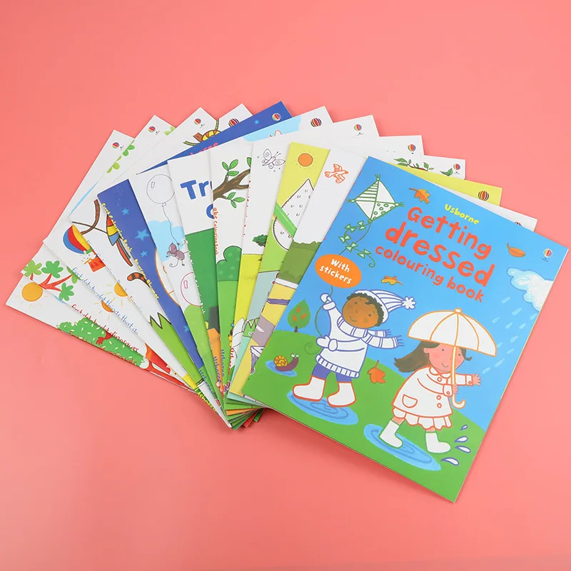 Usborne наклейка окрашивание английская книга Дети Обучение образовательная сцена