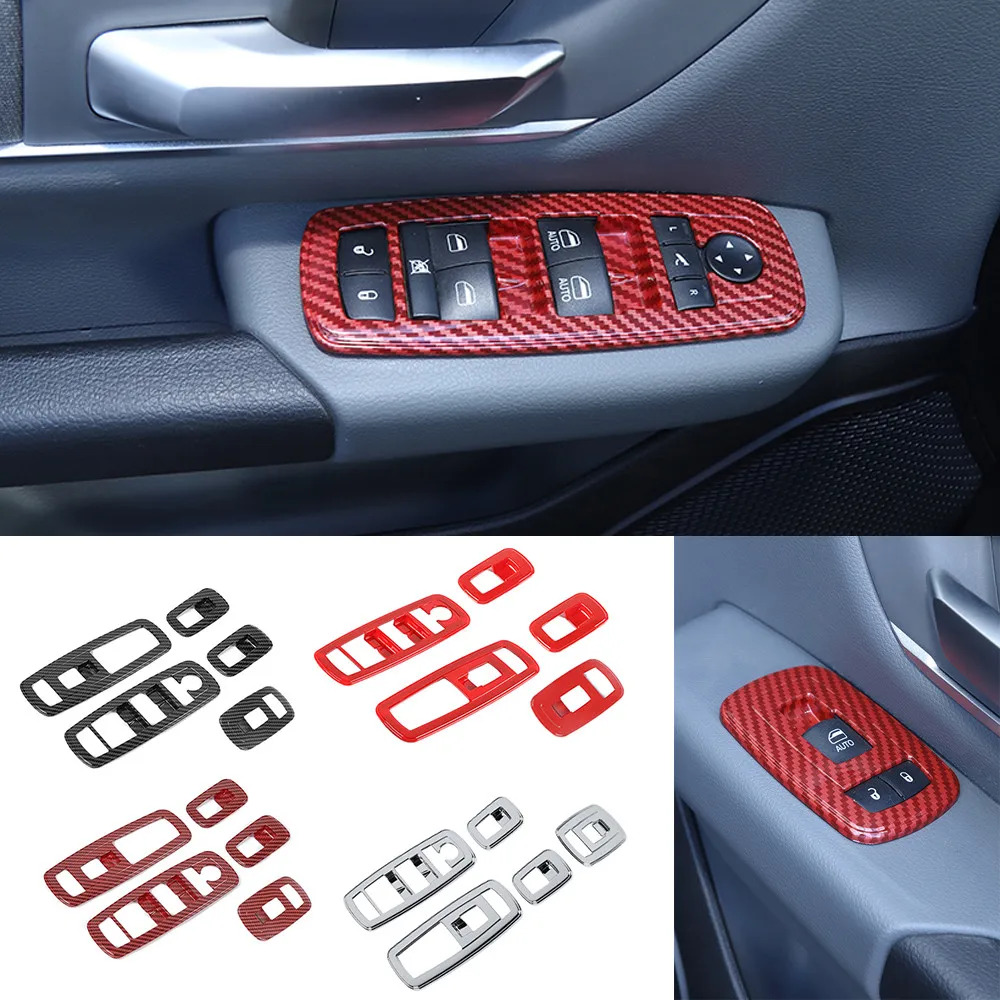 

Fit for Dodge RAM 1500 2018-2021 ABS Interior Door Window Lift Switch Button Cover Trim Interior Car Accessories