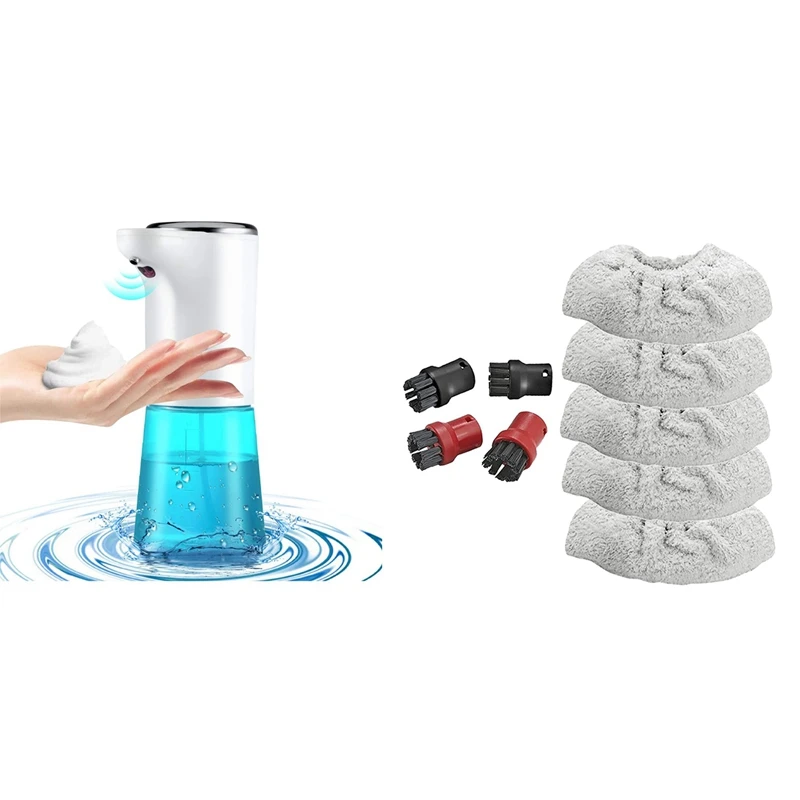 

5 Pcs Hand Tool Terry Cloth Covers For Karcher SC Series Steam Cleaner & 1Set Automatic Soap Dispenser, 13.5Oz / 400Ml