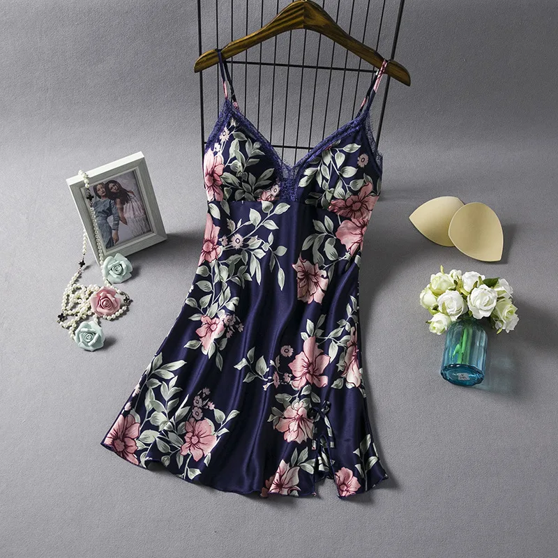 Сексуальное женское платье-Пижама с v-образным вырезом ночная рубашка на